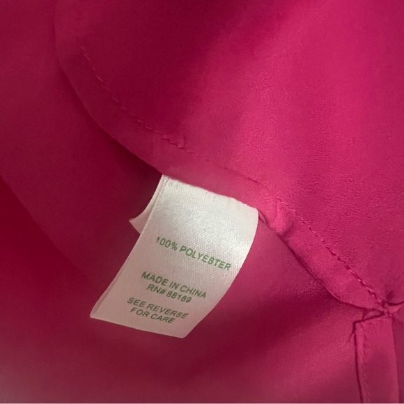 Lilly Pulitzer Dark Raspberry Pink Ruffle Neck Ellie Top Long Sleeve - Picture 3 of 6